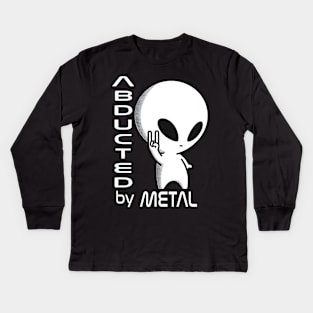 Cute and Metalhead Grey Alien Kids Long Sleeve T-Shirt
